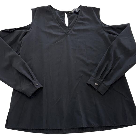 Single Los Angeles Shirt Womens Small Black Cold Shoulder Long Sleeve Blouse Top - Picture 1 of 8